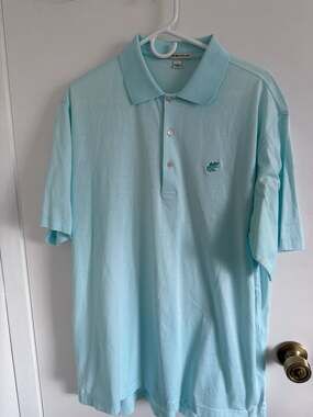 Peter Millar Men's Light Blue Short Sleeve Cotton Polo Shirt Large
